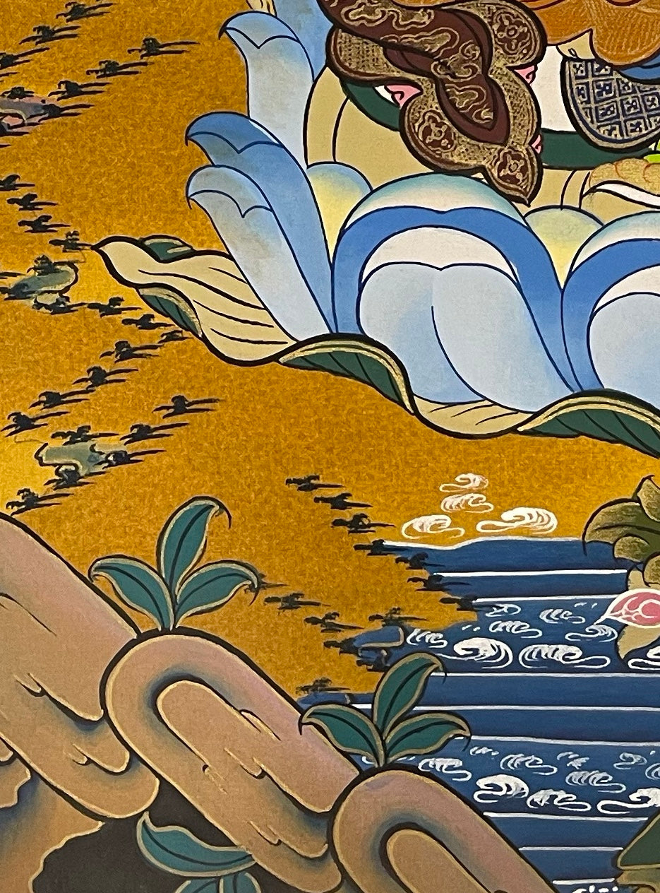 Padmasambhava thangka, detail: bottom-left corner