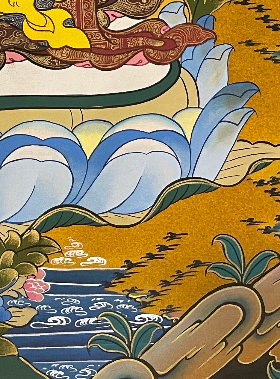 Padmasambhava thangka, detail: bottom-right corner