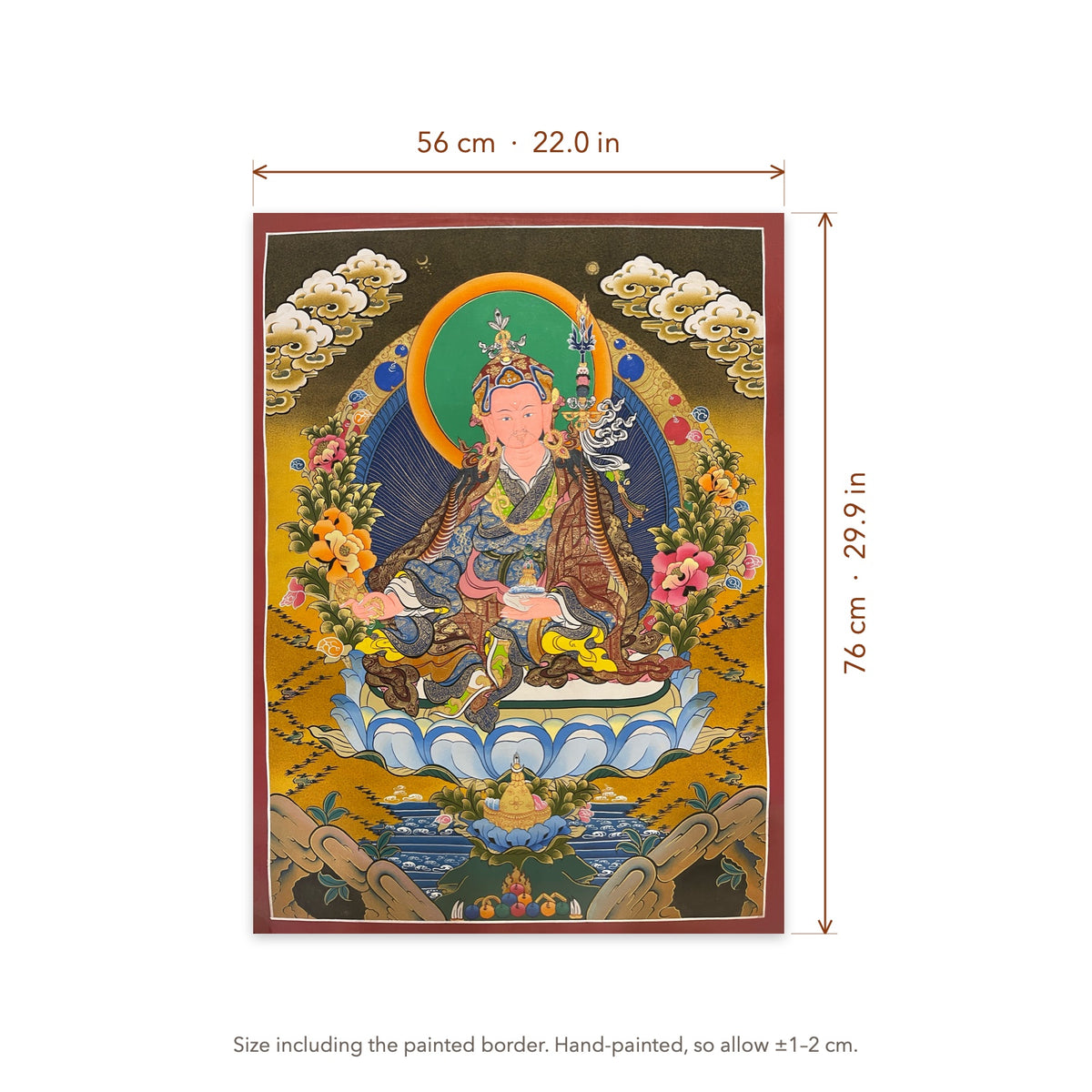 Size diagram: 56 × 76 cm (22.0 × 29.9 in), including the painted border