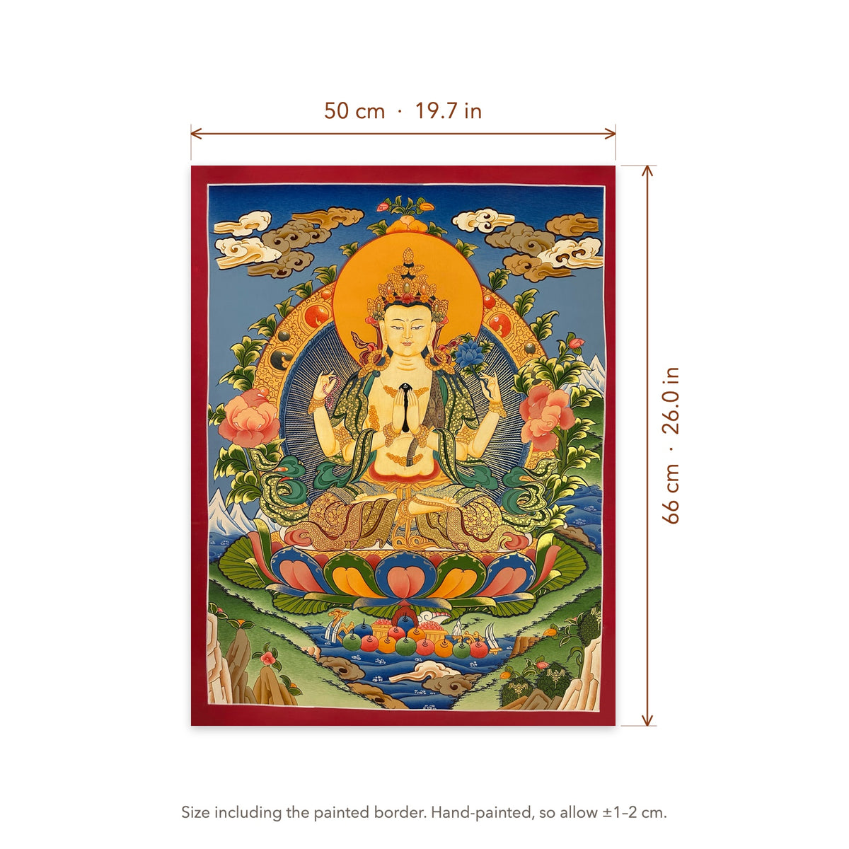Size diagram: 50 × 66 cm (19.7 × 26.0 in), including the painted border