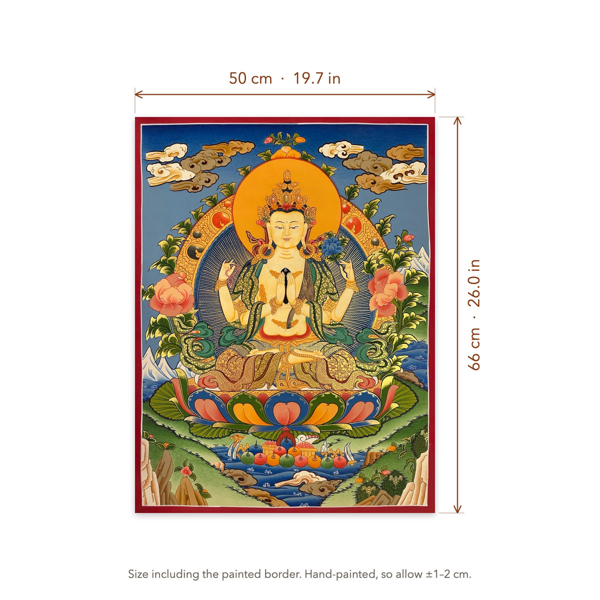 Size diagram: 50 × 66 cm (19.7 × 26.0 in), including the painted border