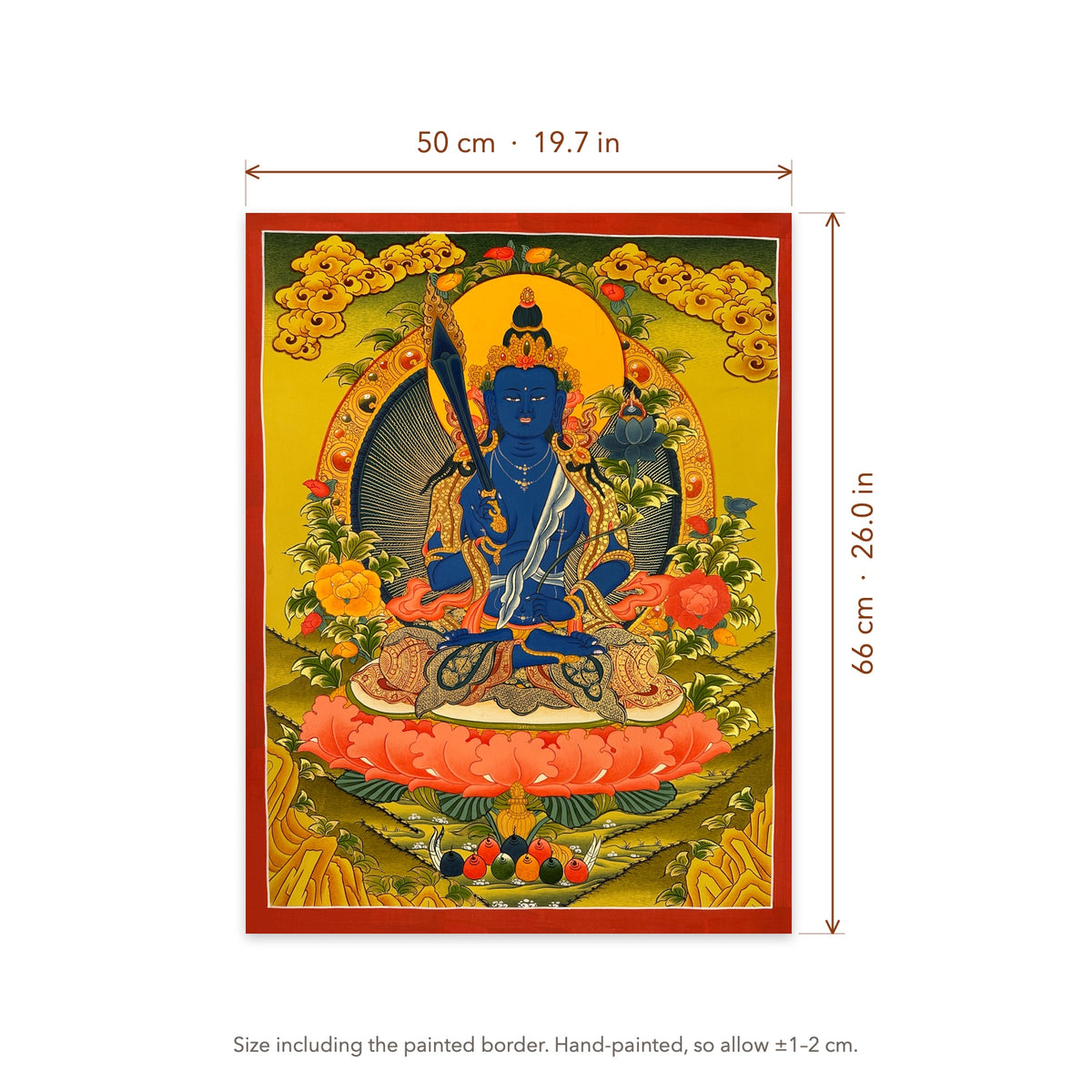 Size diagram: 50 × 66 cm (19.7 × 26.0 in), including the painted border