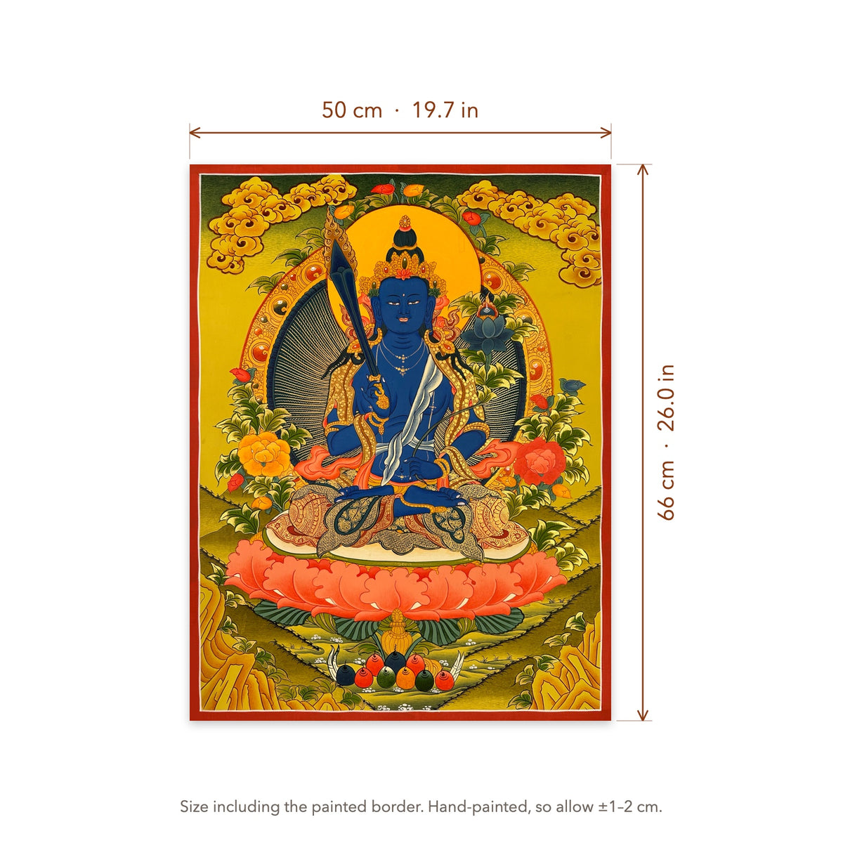 Size diagram: 50 × 66 cm (19.7 × 26.0 in), including the painted border
