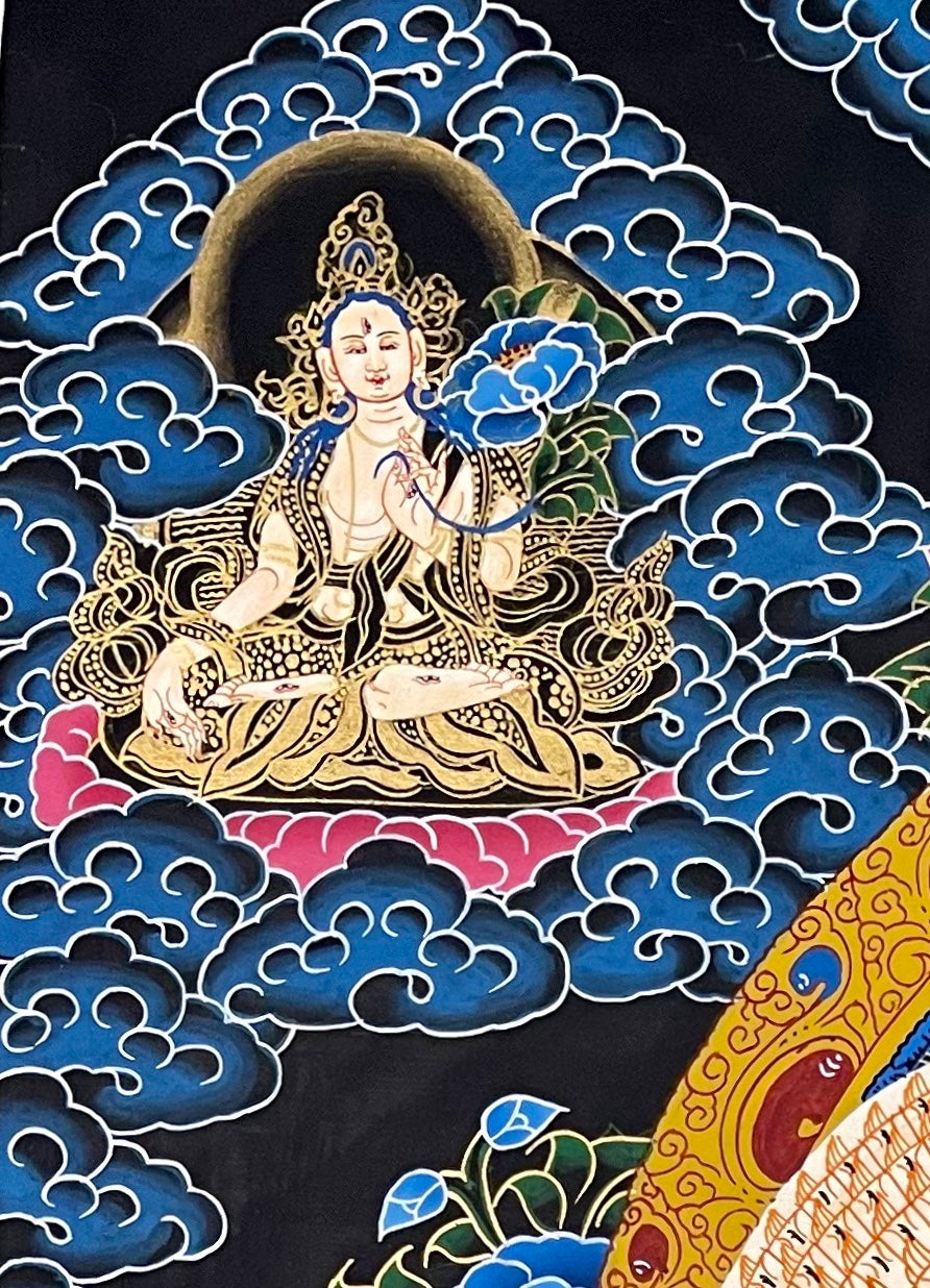 Lokeshwor thangka, detail: top-left corner