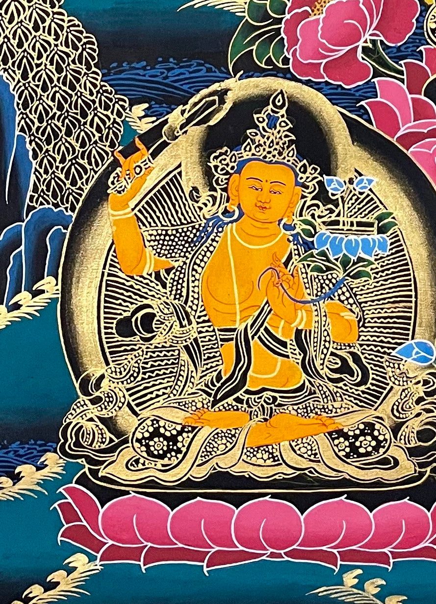 Lokeshwor thangka, detail: bottom-left corner