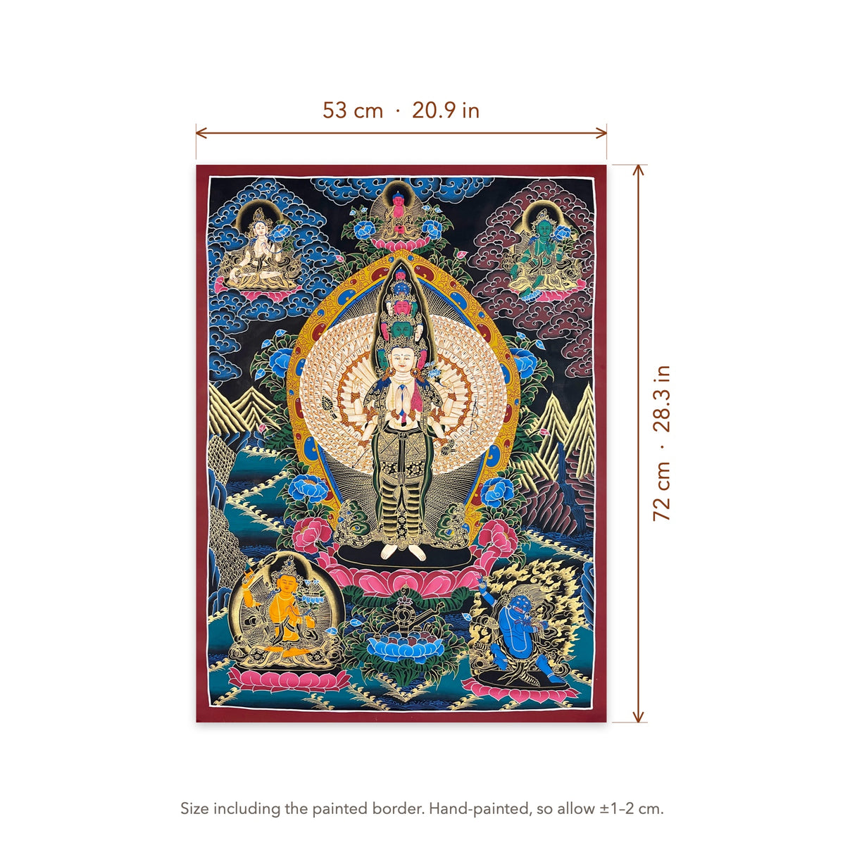 Size diagram: 53 × 72 cm (20.9 × 28.3 in), including the painted border
