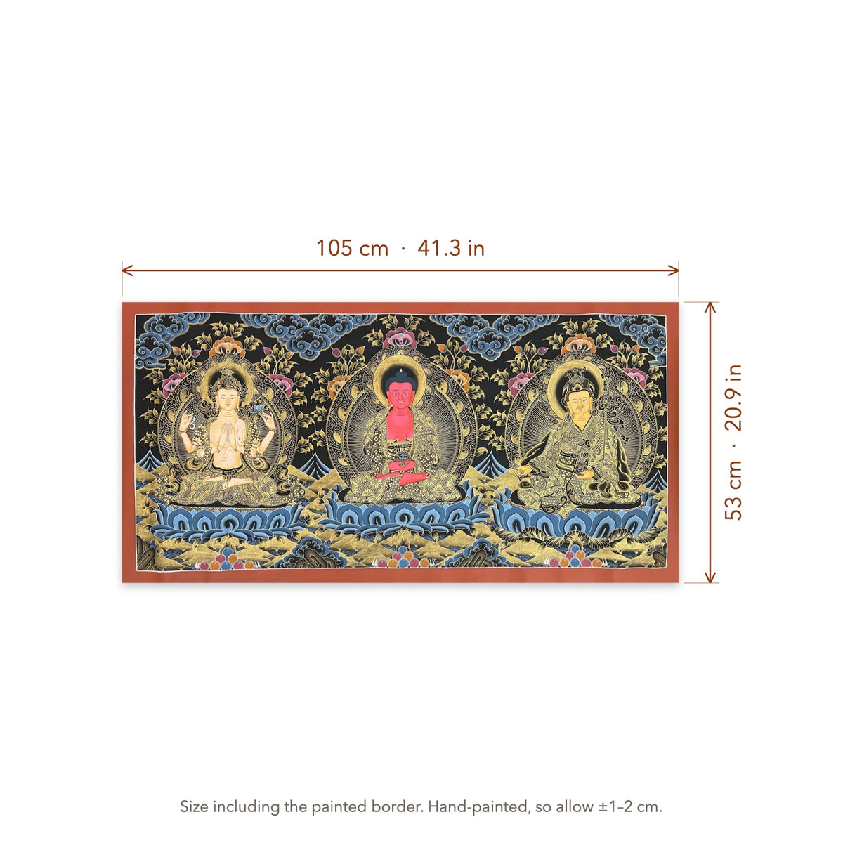 Size diagram: 105 × 53 cm (41.3 × 20.9 in), including the painted border