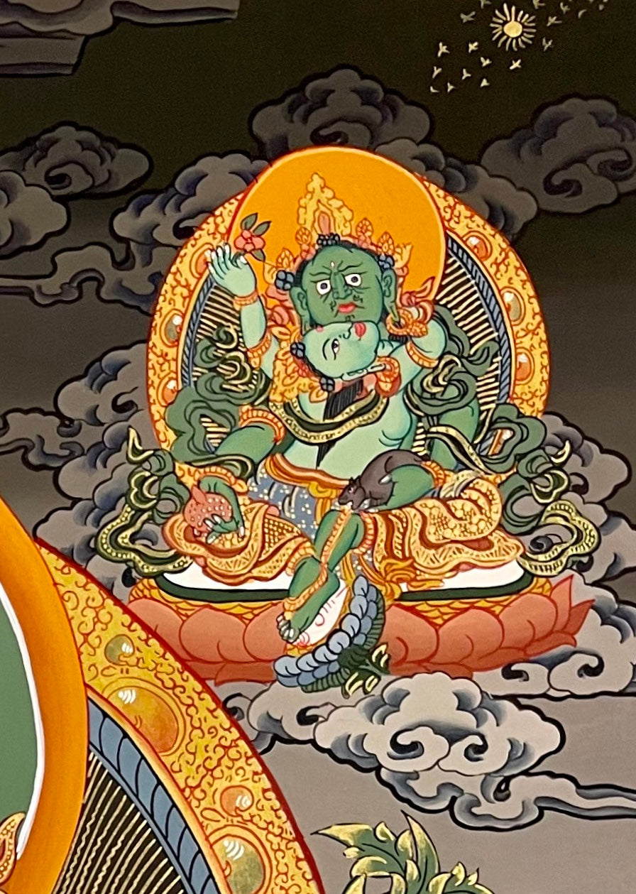 Jambhala thangka, detail: top-right corner