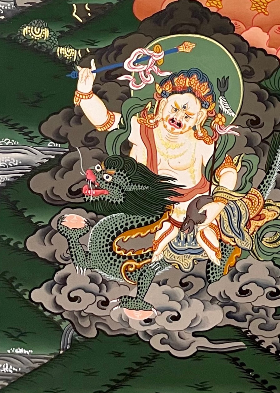 Jambhala thangka, detail: bottom-left corner