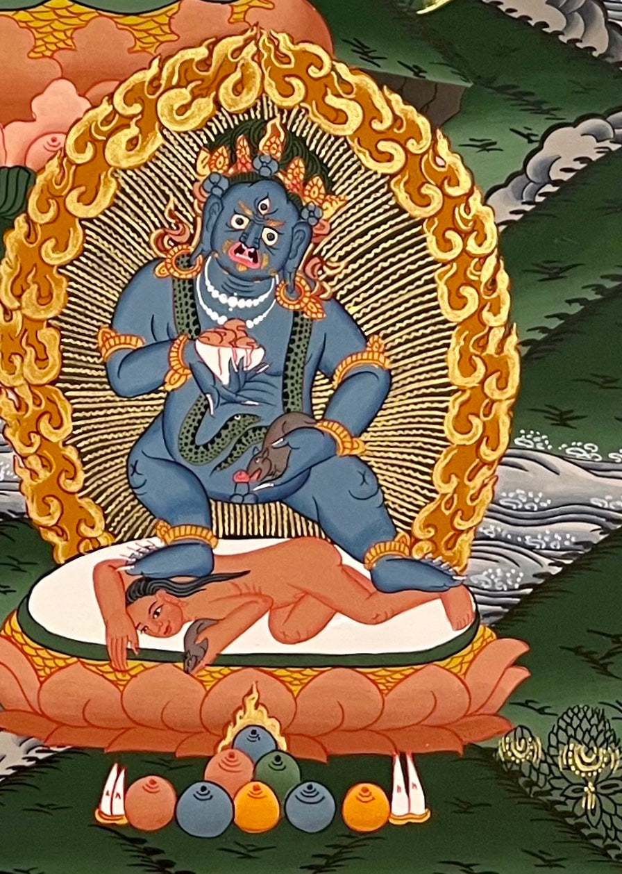 Jambhala thangka, detail: bottom-right corner