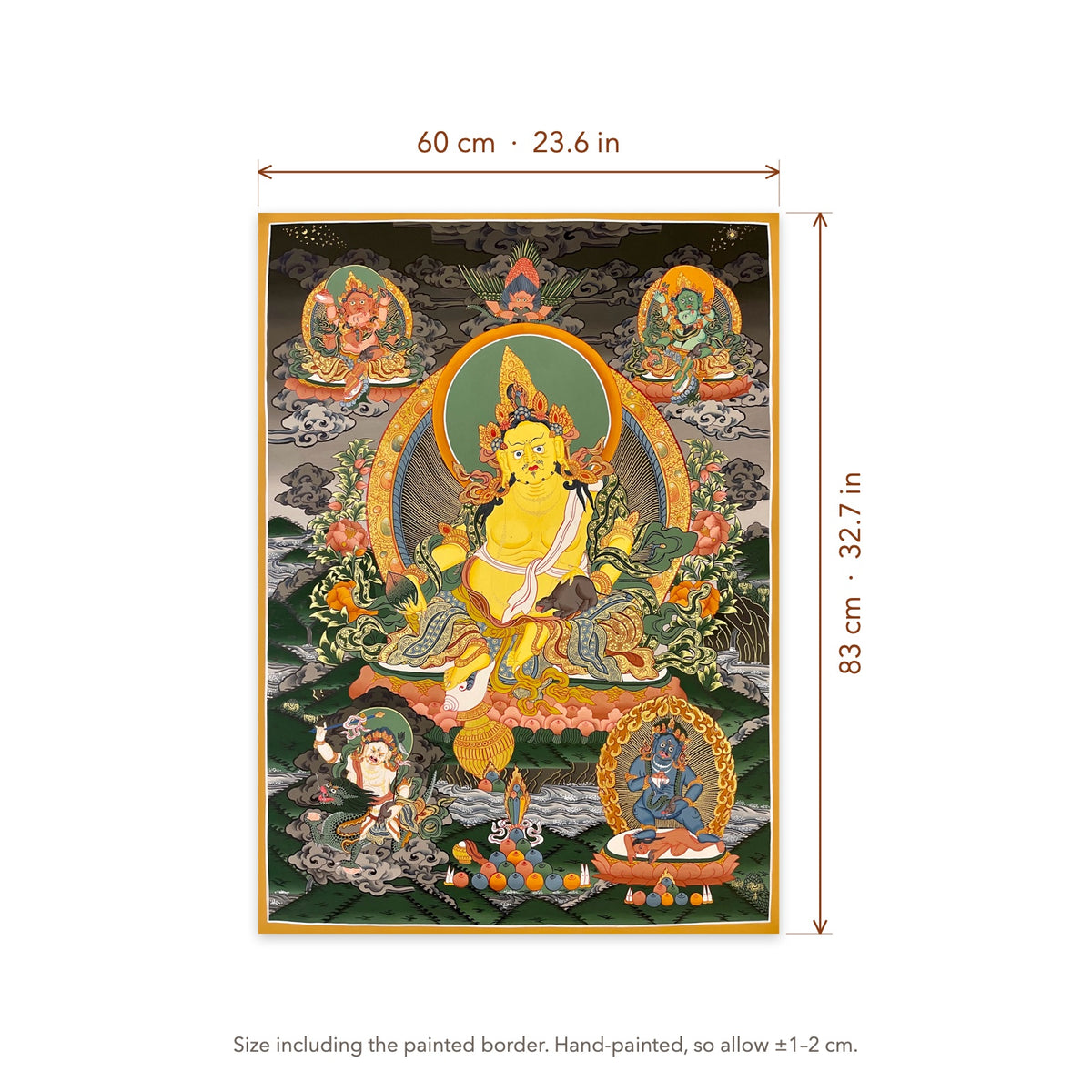 Size diagram: 60 × 83 cm (23.6 × 32.7 in), including the painted border