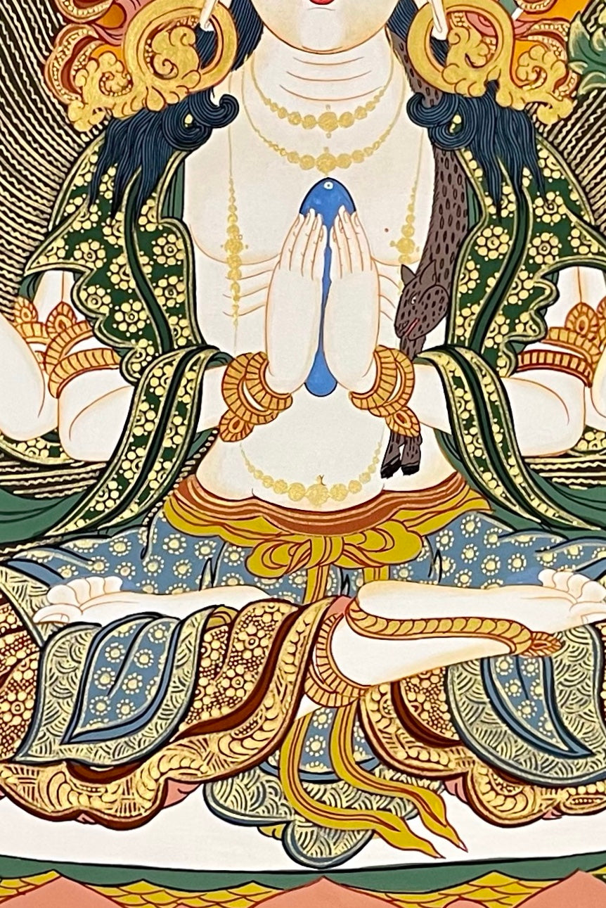 Chenrezig thangka, detail: centre