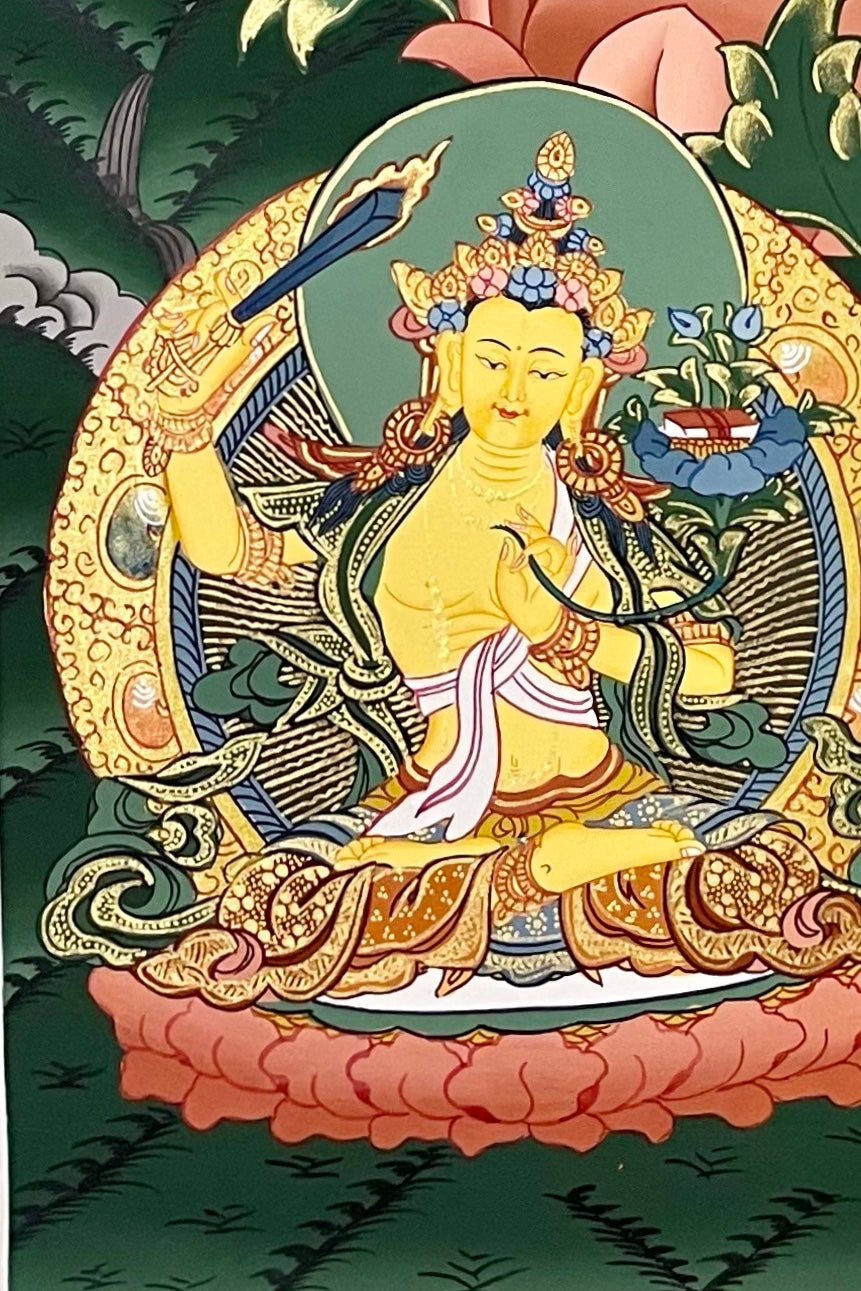 Chenrezig thangka, detail: bottom-left corner
