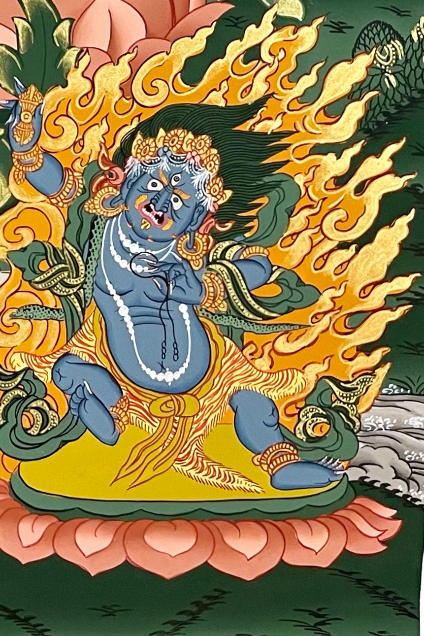 Chenrezig thangka, detail: bottom-right corner