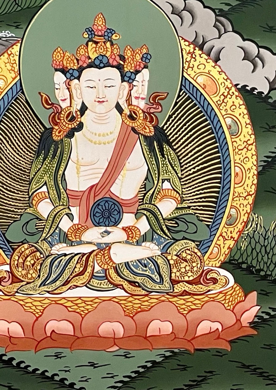 Manjushri thangka, detail: bottom-right corner