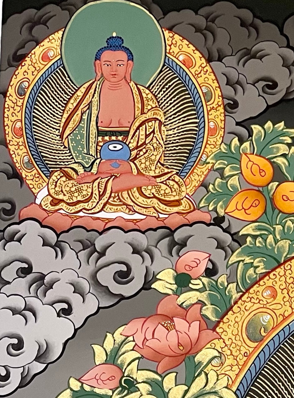 Padmasambhava thangka, detail: top-left corner