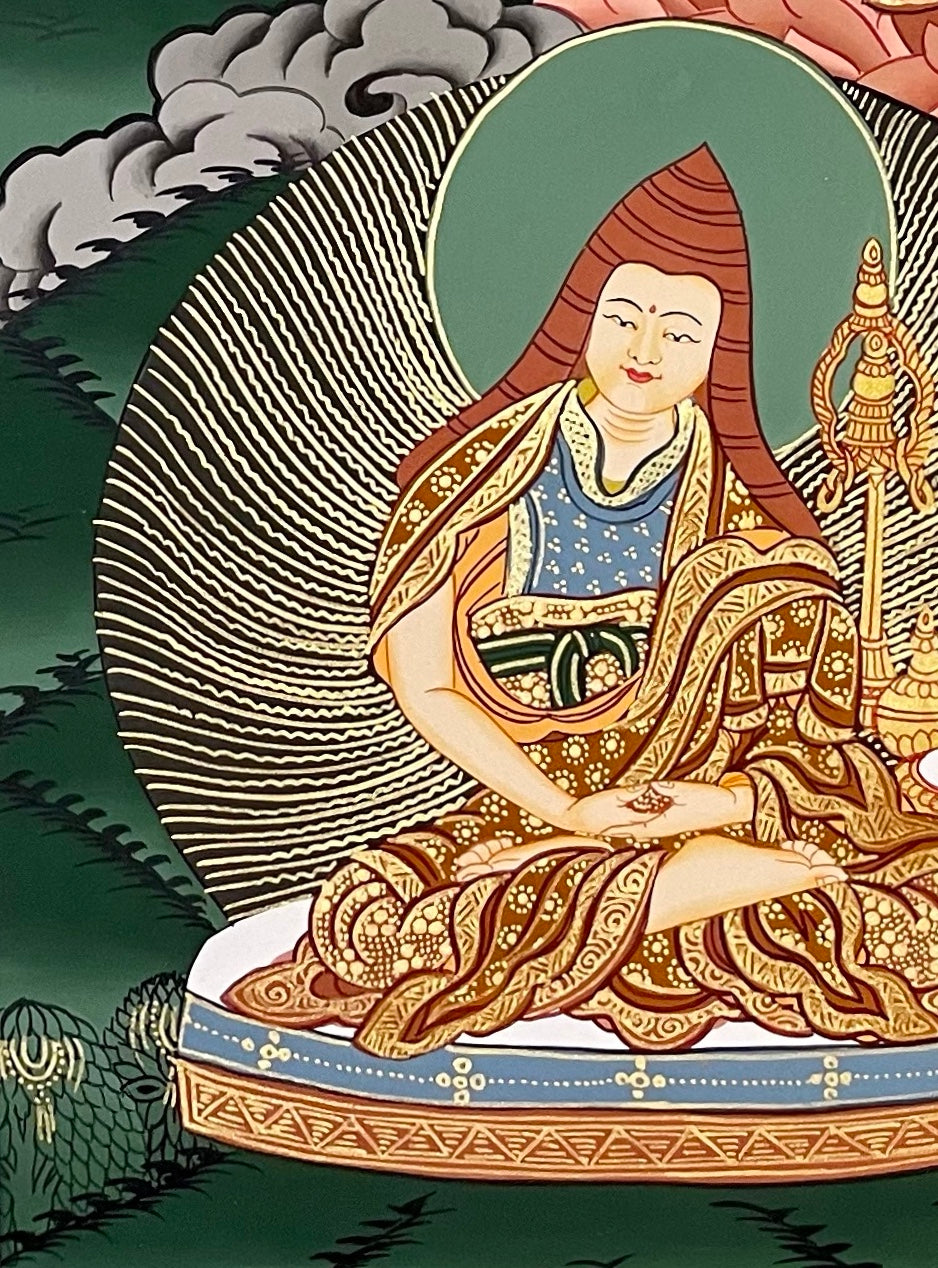 Padmasambhava thangka, detail: bottom-left corner