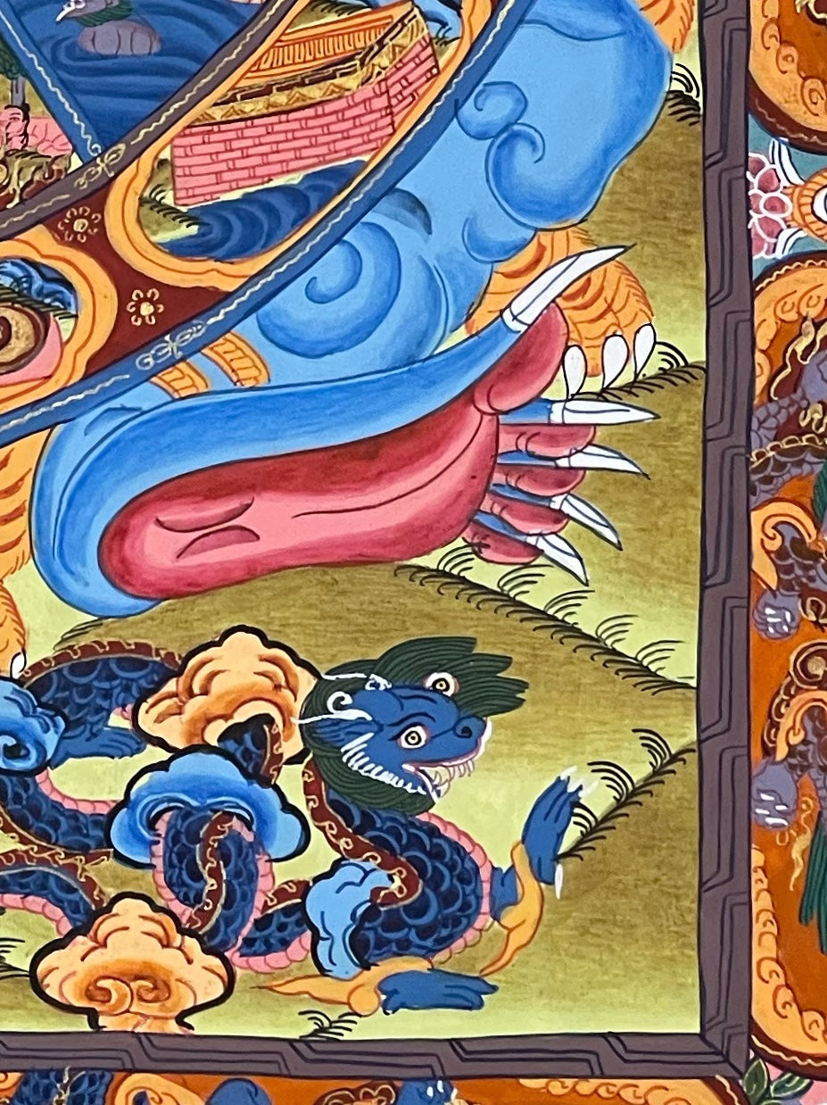 Wheel of Life thangka, detail: bottom-right corner