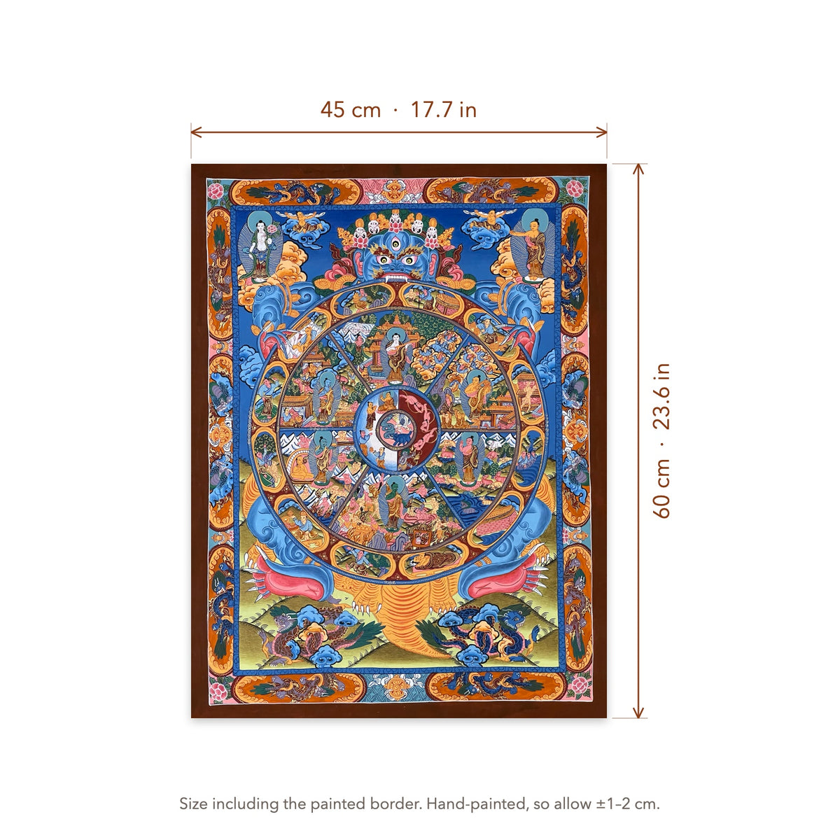 Size diagram: 45 × 60 cm (17.7 × 23.6 in), including the painted border
