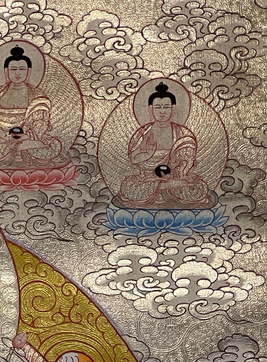 Manjushri thangka, detail: top-right corner