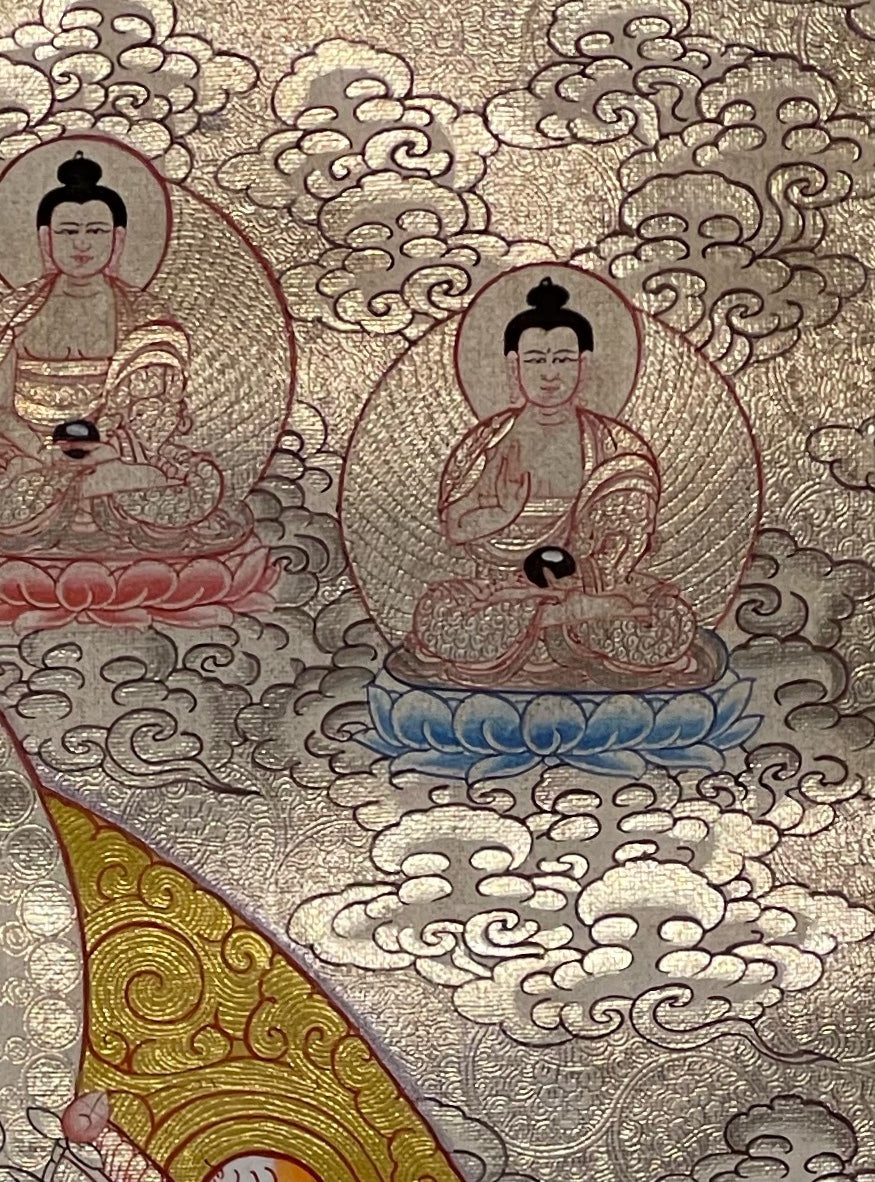 Manjushri thangka, detail: top-right corner