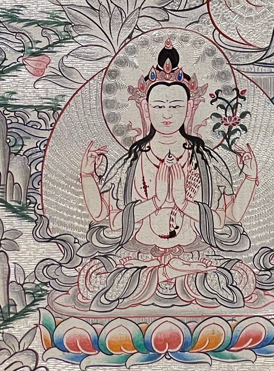 Manjushri thangka, detail: bottom-left corner