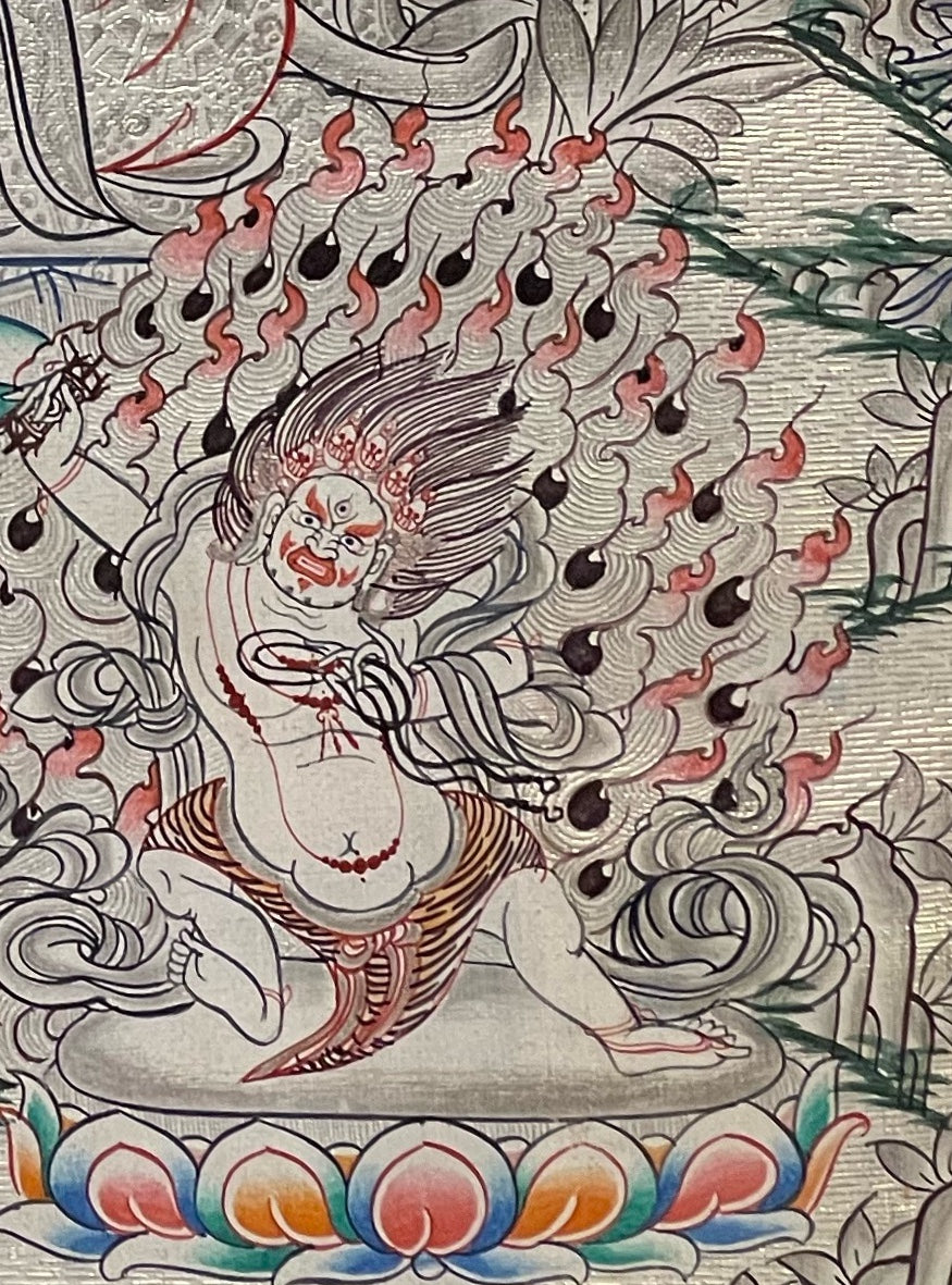 Manjushri thangka, detail: bottom-right corner