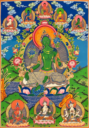 Green Tara Thangka – 73×103 cm, Classic Grade