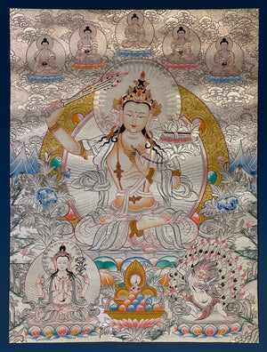 Manjushri Thangka – 38×49 cm, Fine Grade