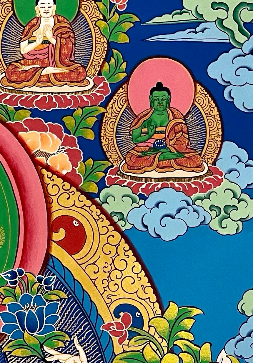 Chenrezig thangka, detail: top-right corner
