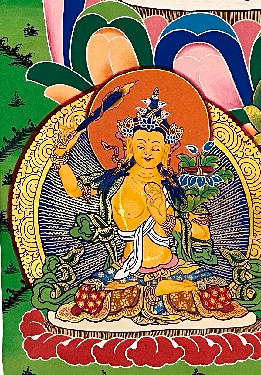 Chenrezig thangka, detail: bottom-left corner