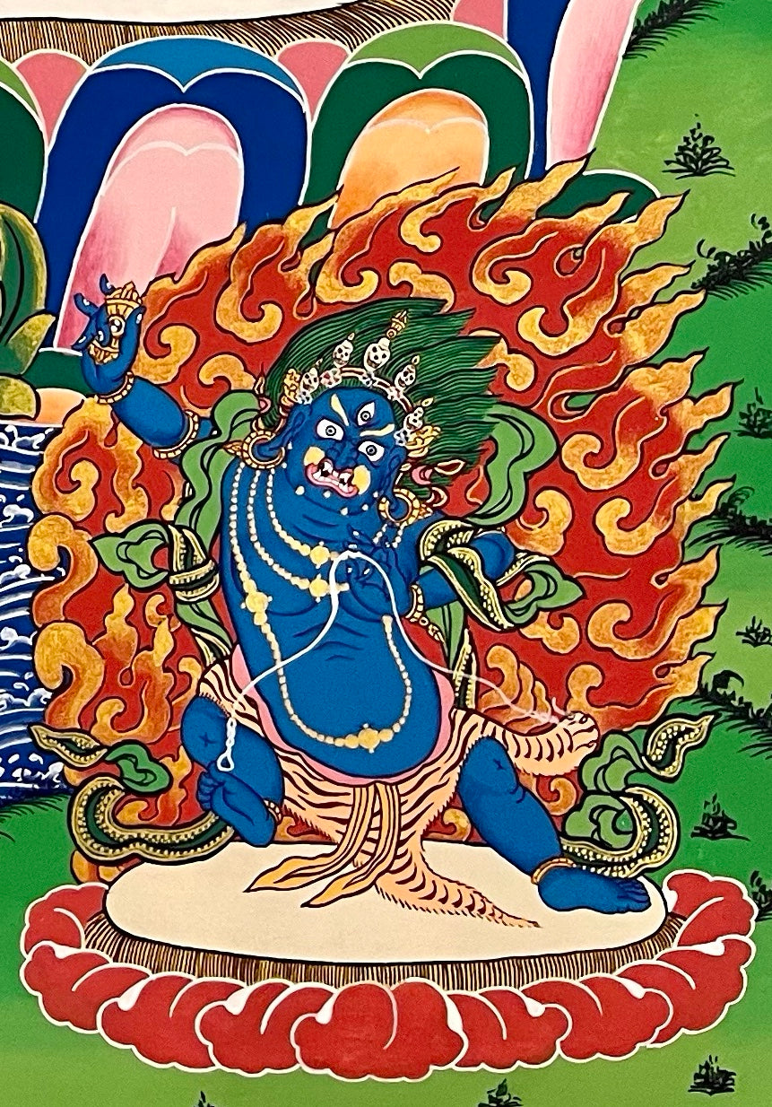 Chenrezig thangka, detail: bottom-right corner