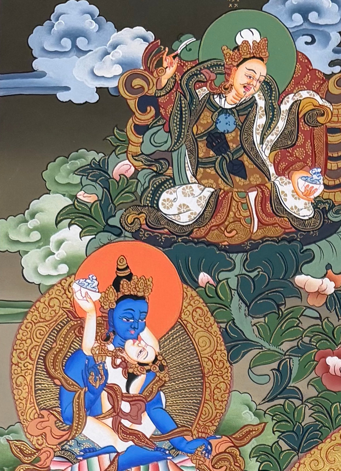 Padmasambhava thangka, detail: top-left corner