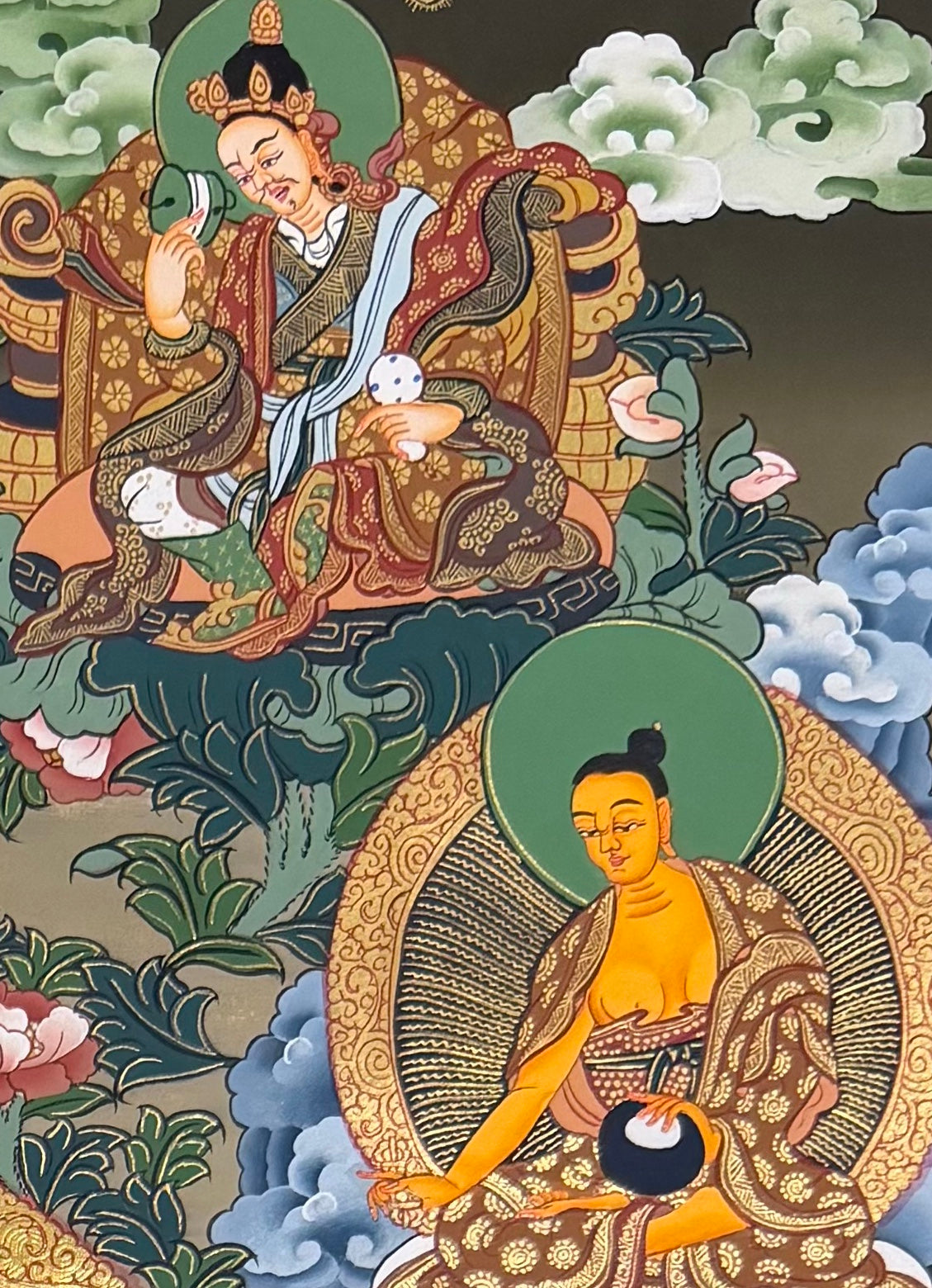 Padmasambhava thangka, detail: top-right corner