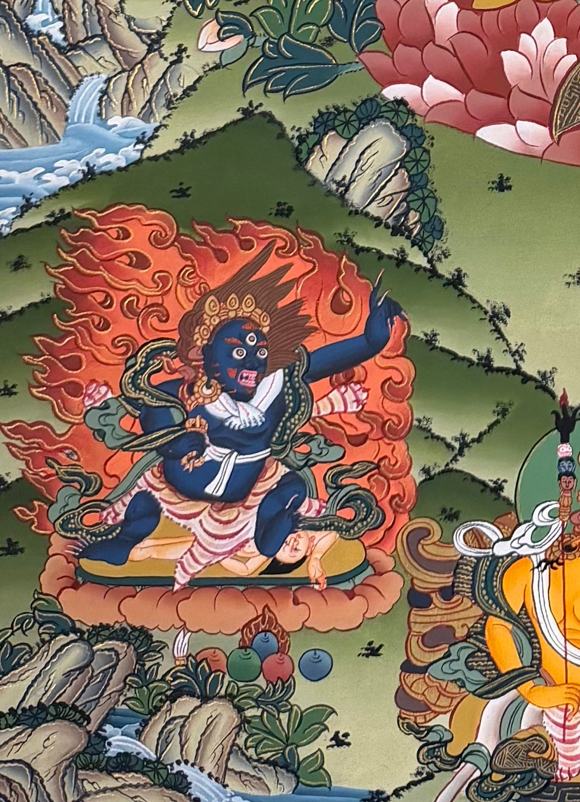 Padmasambhava thangka, detail: bottom-left corner