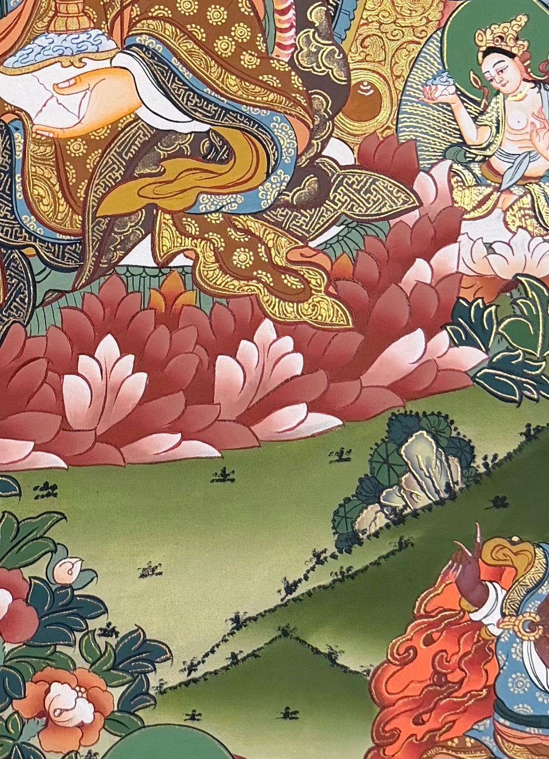 Padmasambhava thangka, detail: bottom-right corner