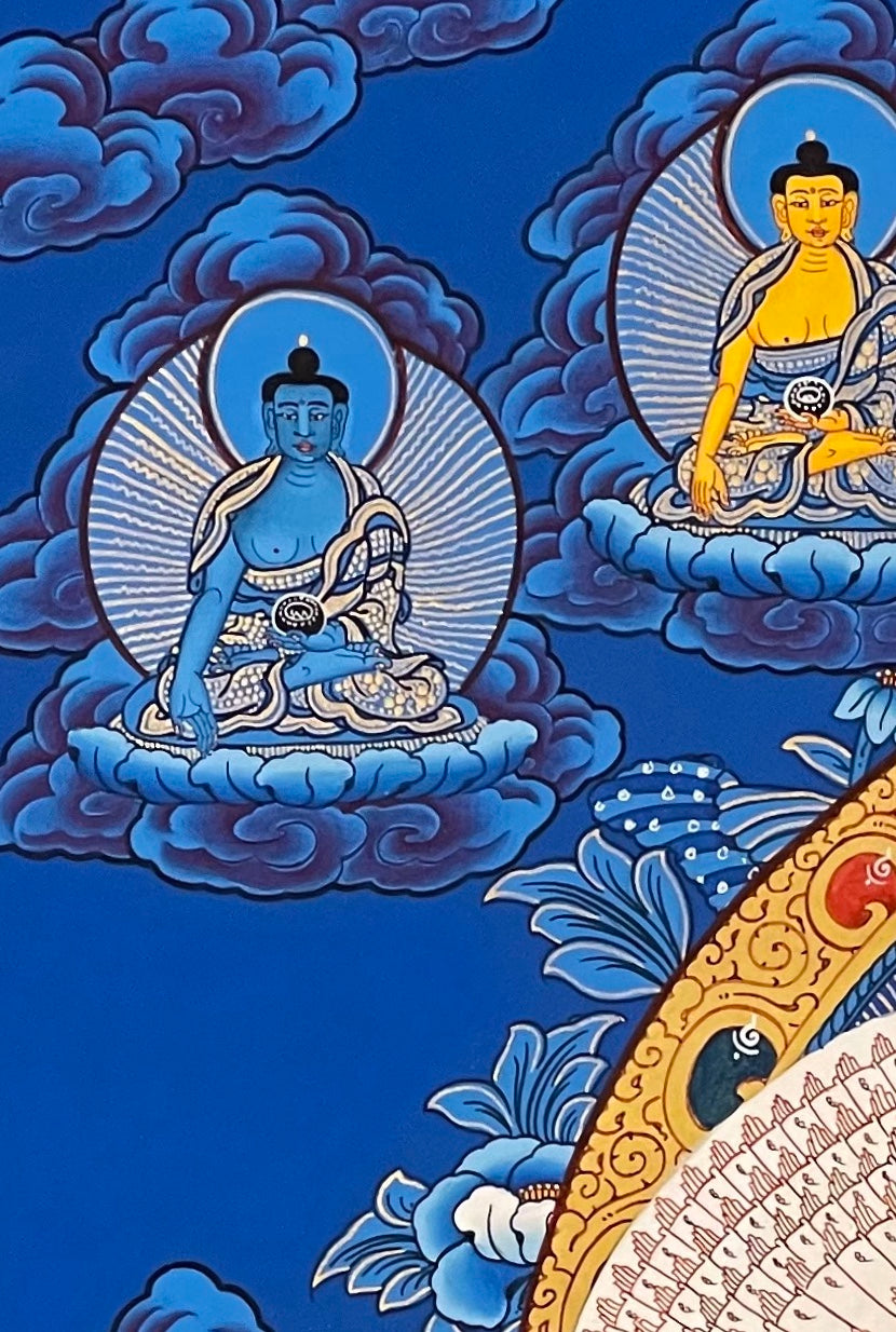 Lokeshwor thangka, detail: top-left corner
