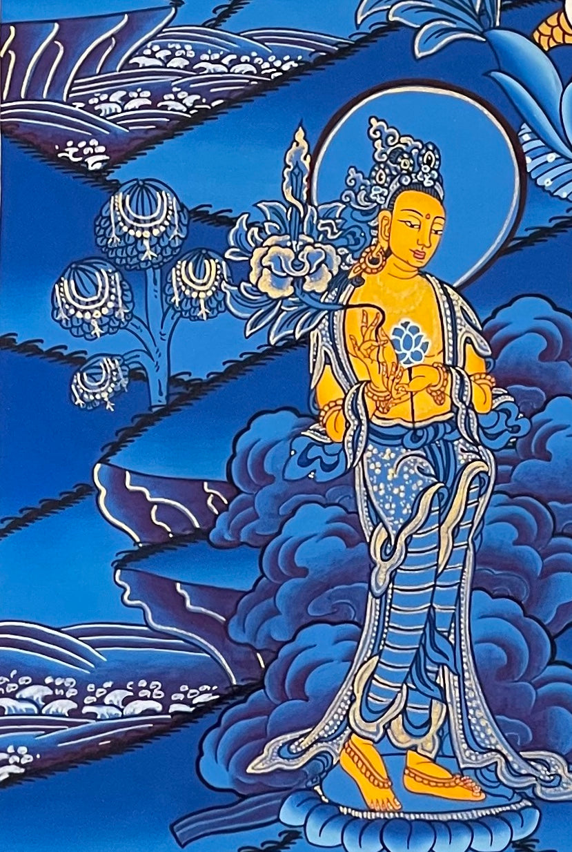 Lokeshwor thangka, detail: bottom-left corner