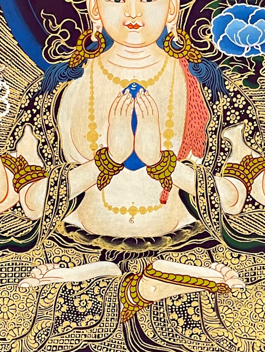 Chenrezig thangka, detail: centre