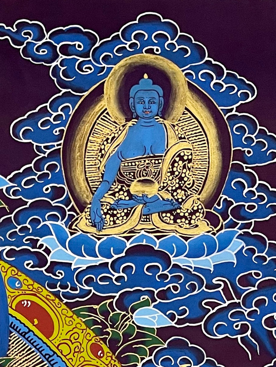 Chenrezig thangka, detail: top-right corner