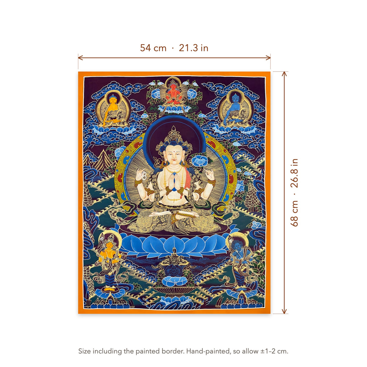 Size diagram: 54 × 68 cm (21.3 × 26.8 in), including the painted border