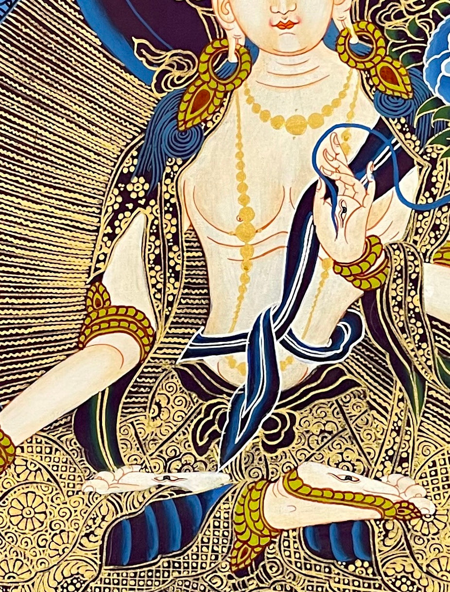 White Tara thangka, detail: centre