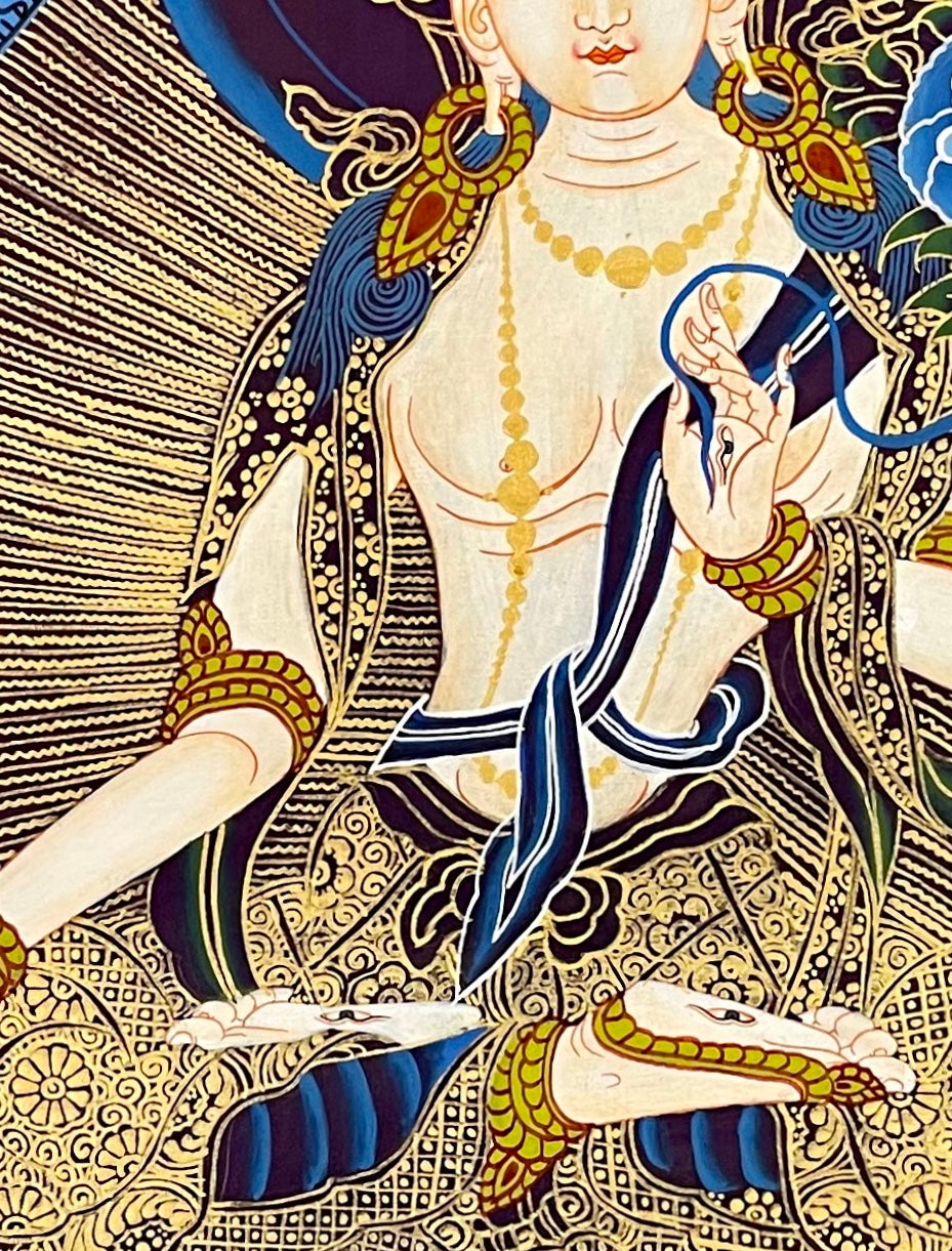 White Tara thangka, detail: centre