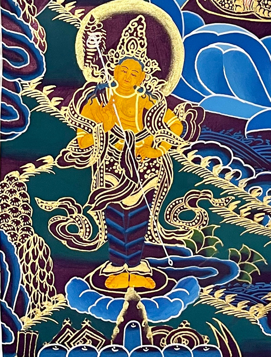 White Tara thangka, detail: bottom-left corner