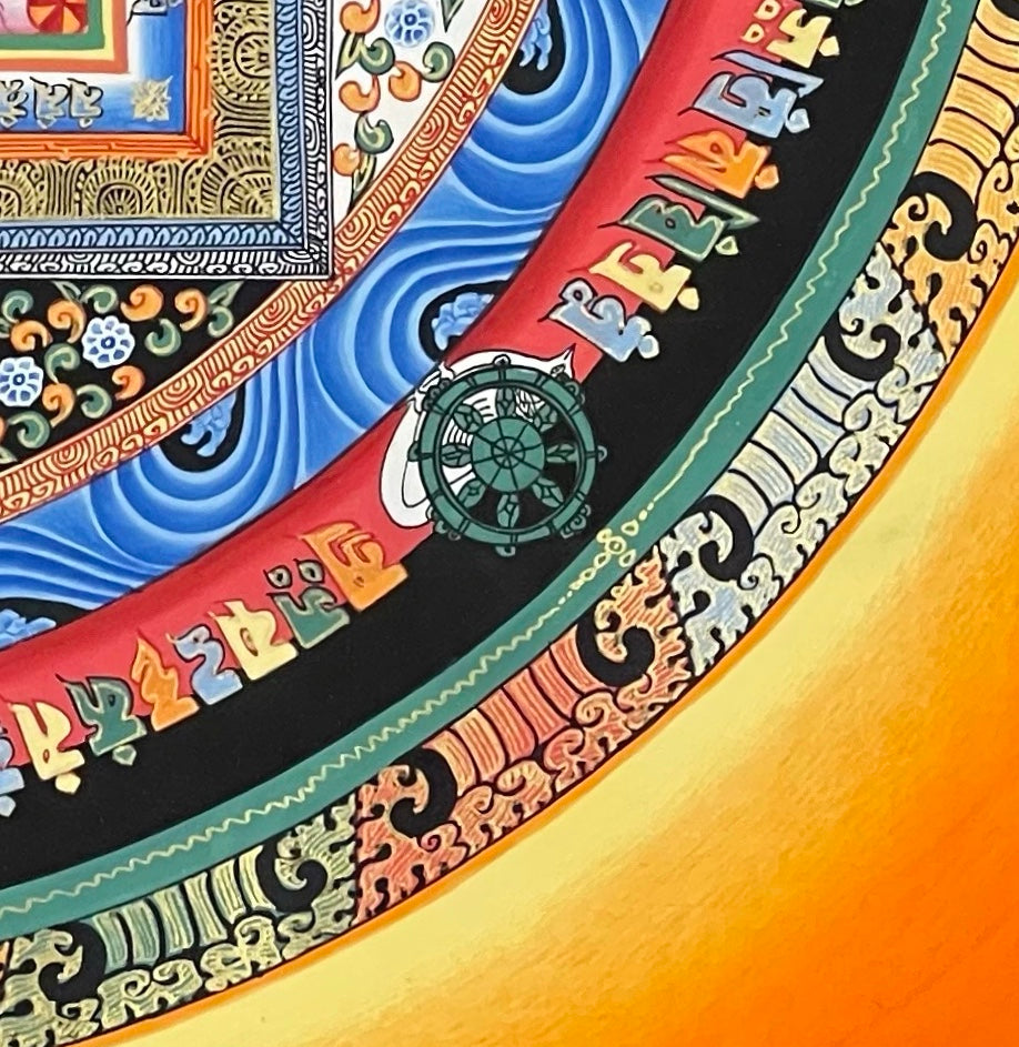 Kalachakra Mandala thangka, detail: bottom-right corner