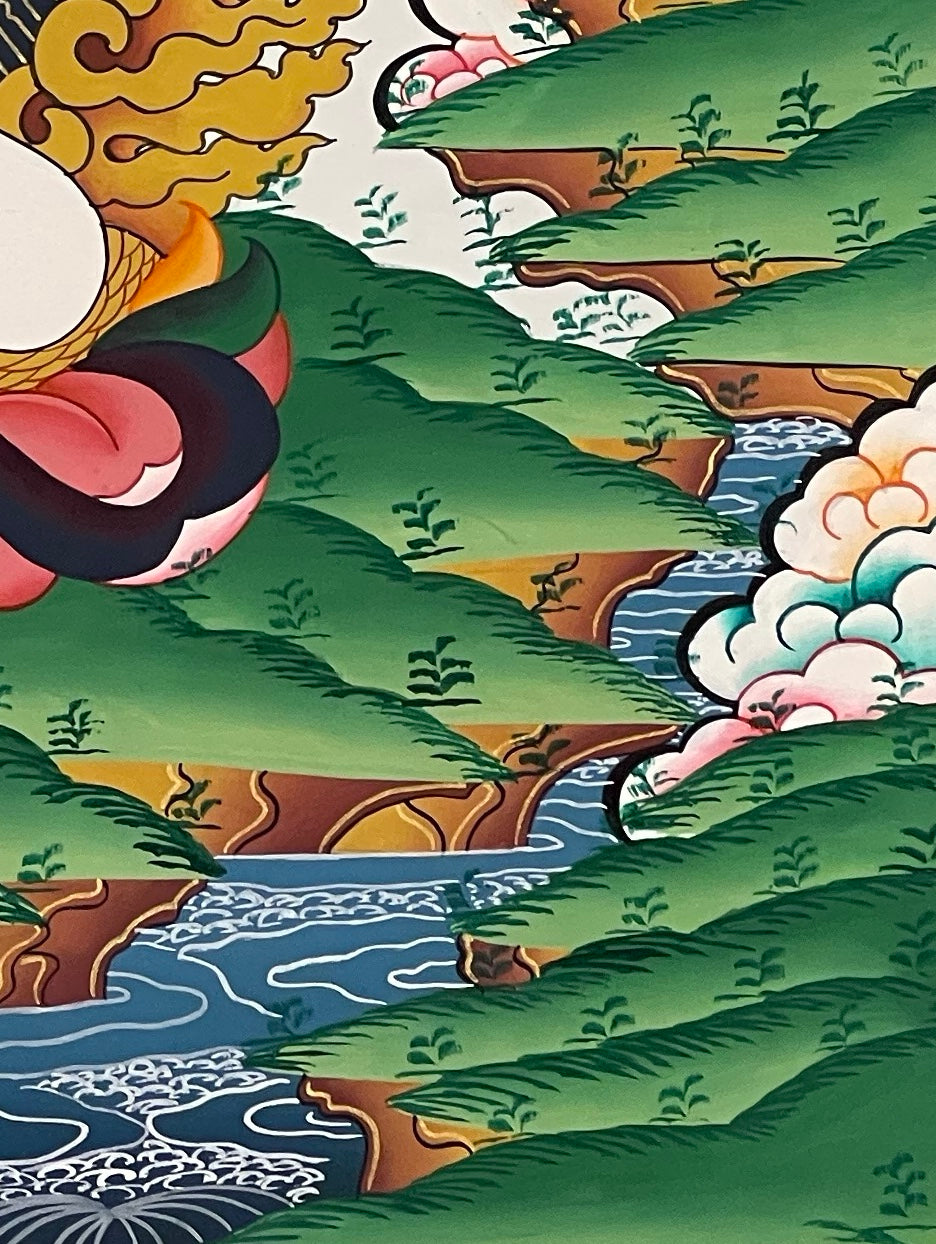 Nairatmya thangka, detail: bottom-right corner