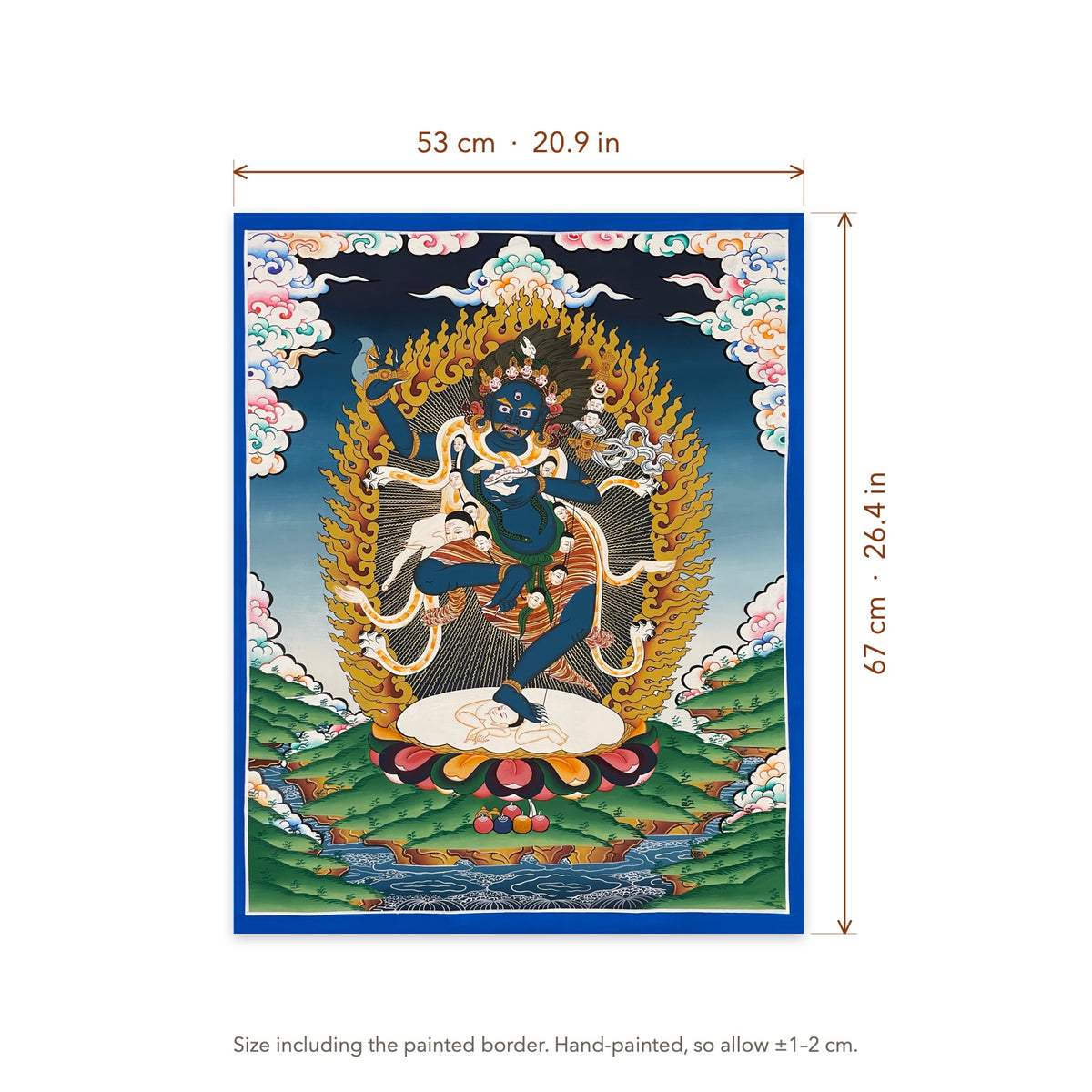 Size diagram: 53 × 67 cm (20.9 × 26.4 in), including the painted border