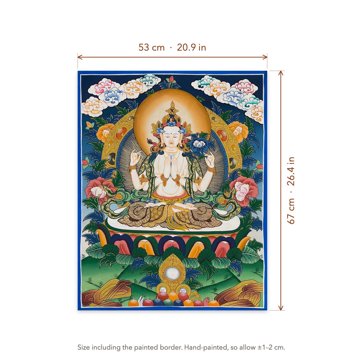 Size diagram: 53 × 67 cm (20.9 × 26.4 in), including the painted border