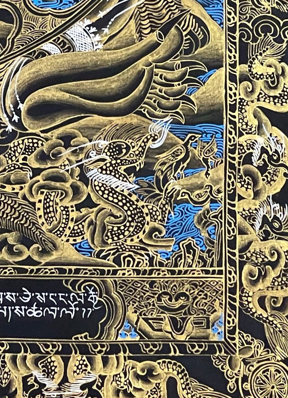 Wheel of Life thangka, detail: bottom-right corner