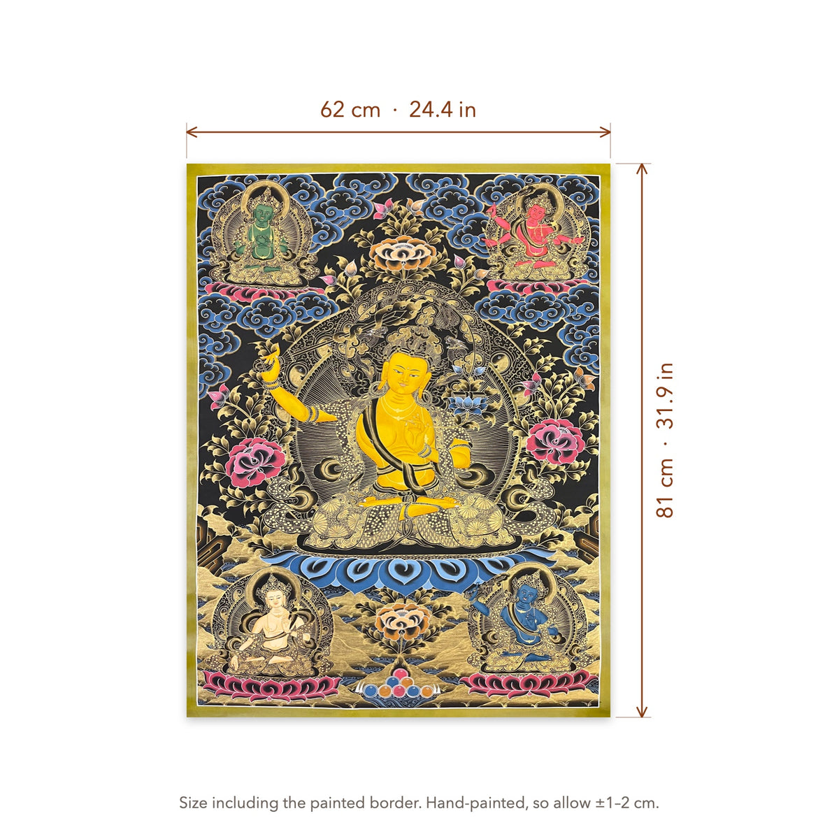Size diagram: 62 × 81 cm (24.4 × 31.9 in), including the painted border